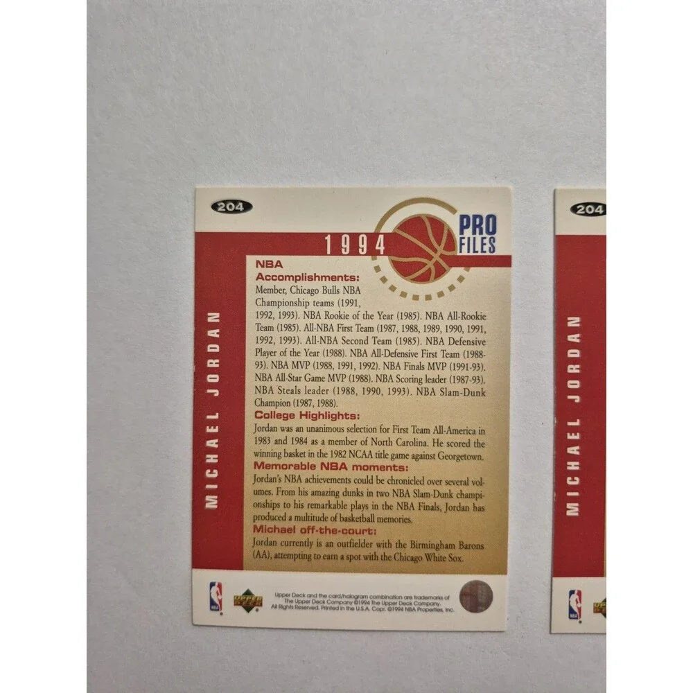 Lot of 2 Michael Jordan 1994 Upper Deck Collector's Choice Pro Files Golf Cards